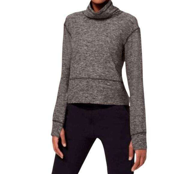 LULULEMON ATHLETICA Ready To Rulu Fleece Pullover In Heathered Black Size 4 - Picture 1 of 3